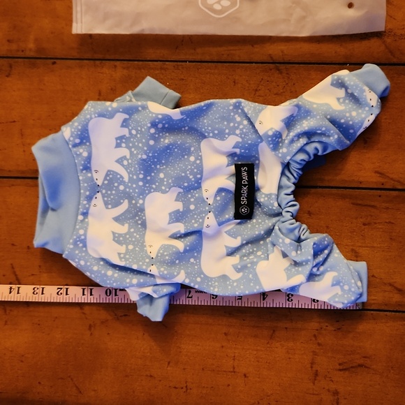 Spark Paws snowy bear Dog Pajamas. Medium. - Picture 3 of 5